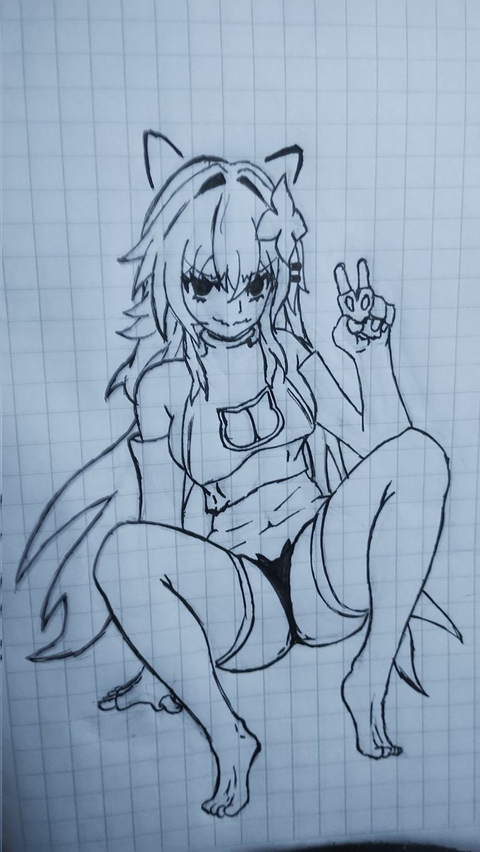 Boceto de Neko evernight q hice a las 4 de la madrugada 
Miau
