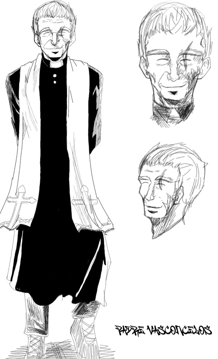 Greenrobot01's tweet image. Outro desenho de mais um personagem do meu mangá (padre Vasconcelos)