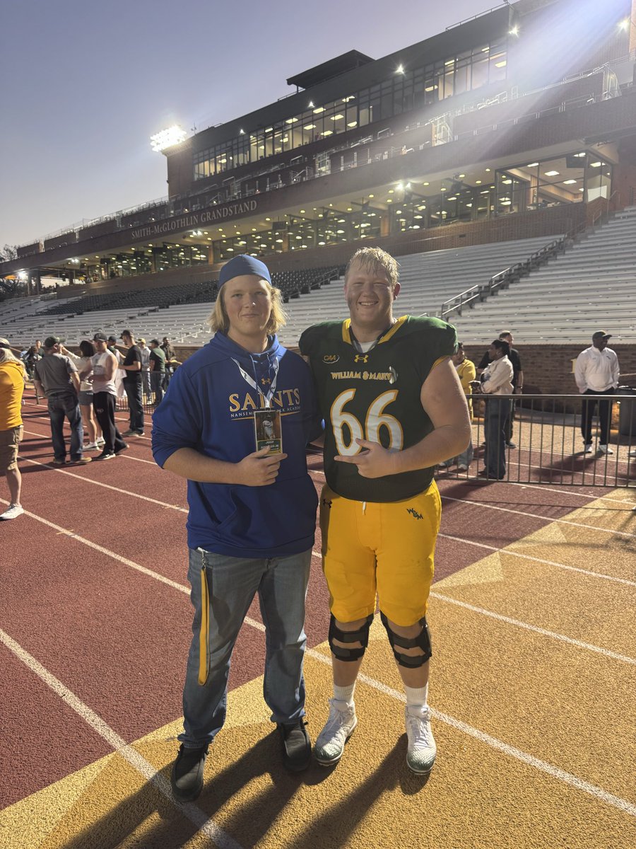 Had a great time back at <a href="/WMTribeFootball/">William & Mary Tribe Football</a> watching a great game.  Got to see <a href="/Hayden_Raley66/">Hayden</a> do his thing in the trenches, he’s a dog.
Thank you for having me <a href="/CoachMikeLondon/">Mike London Sr. ⚔️</a> <a href="/CoachDowl/">Coach Ras-I Dowling</a> <a href="/DLRunStoppers/">Keenan Carter Sr.</a> <a href="/DillonBryant_/">Dillon Bryant</a> 
The campus tour was great!

<a href="/CoachDuncanNSA/">Robbie Duncan</a> <a href="/NSABBCoachBaiza/">Coach Baiza</a>
