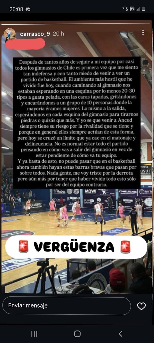 Hincha del Club Deportivo Valdivia denunció amenazas por parte de barristas de ABA Ancud antes y después del partido disputado ayer en el Gimnasio Luis "Caco" Suárez. No podemos permitir que el básquetbol se manche como el fútbol <a href="/liga_nacional/">LNB Chile</a>. #Valdiviacl