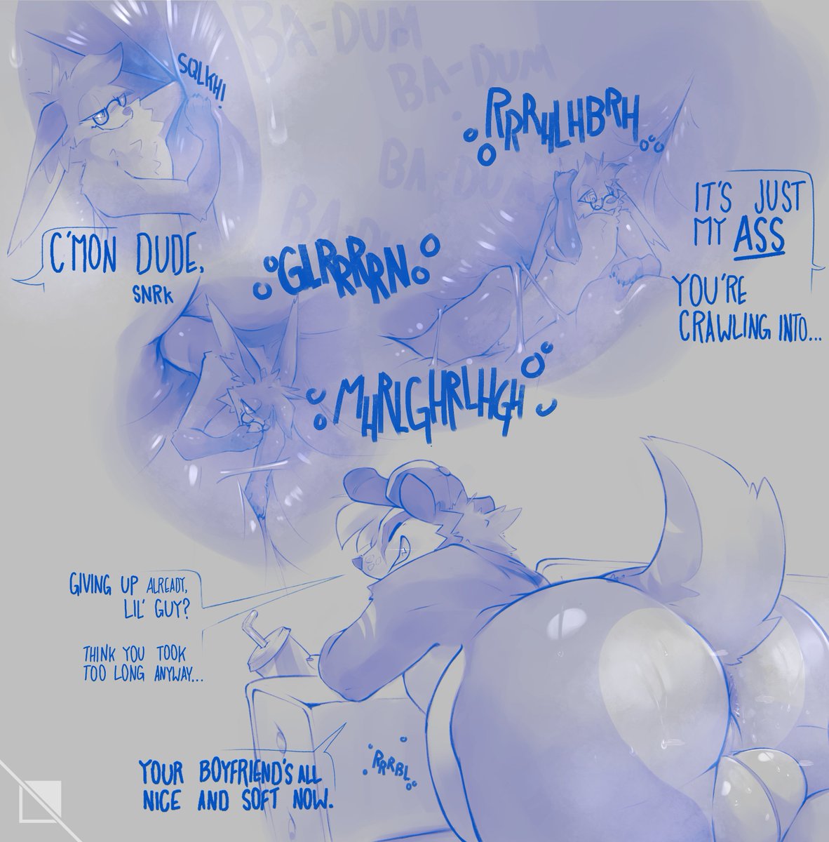 A tiny critter goes deeply into where he probably doesn't belong...
Commission for Gasket &amp; @/OrVideUhOh!