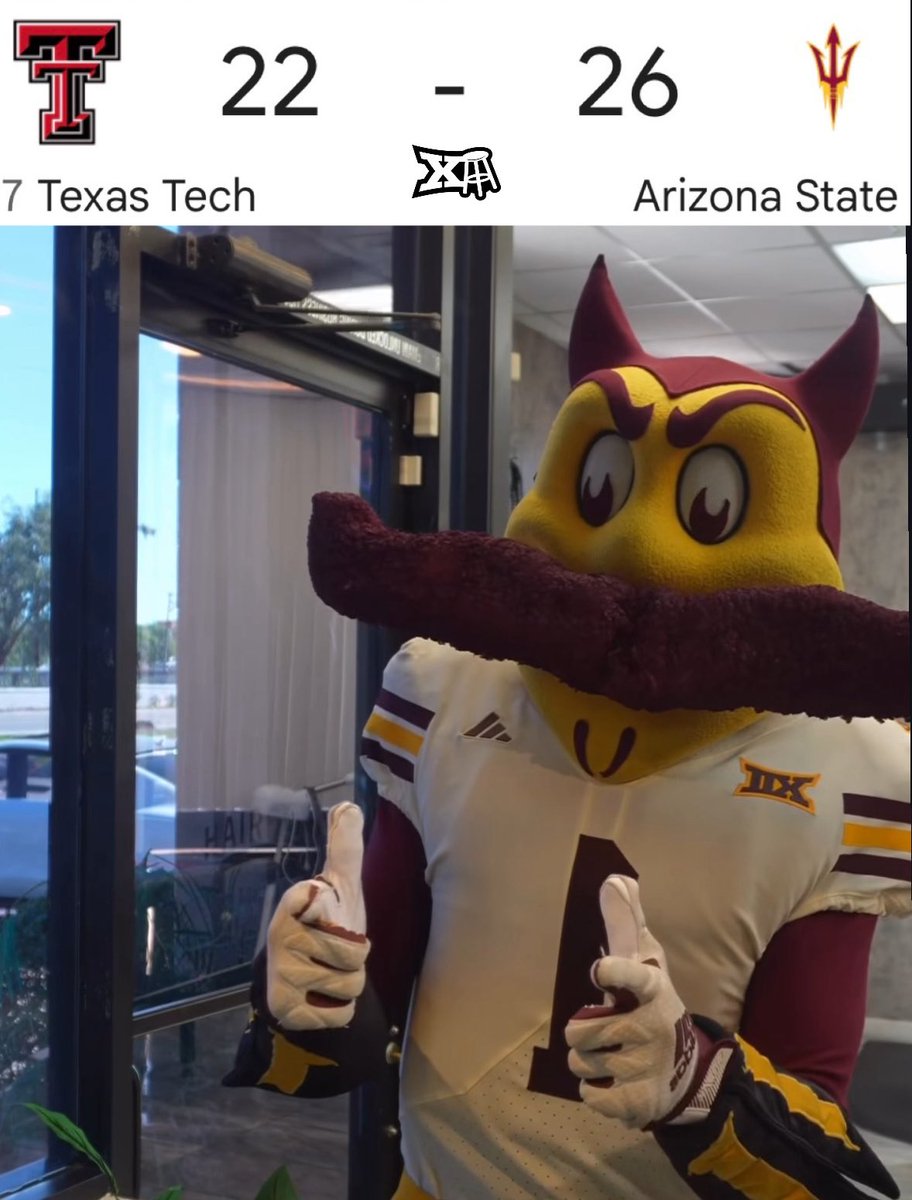 Barstool Big12 (@barstoolbig12) on Twitter photo ARIZONA STATE GIVES #7 TEXAS TECH THEIR FIRST LOSS 🔱🔱🔱 ARIZONA STATE GIVES #7 TEXAS TECH THEIR FIRST LOSS 🔱🔱🔱