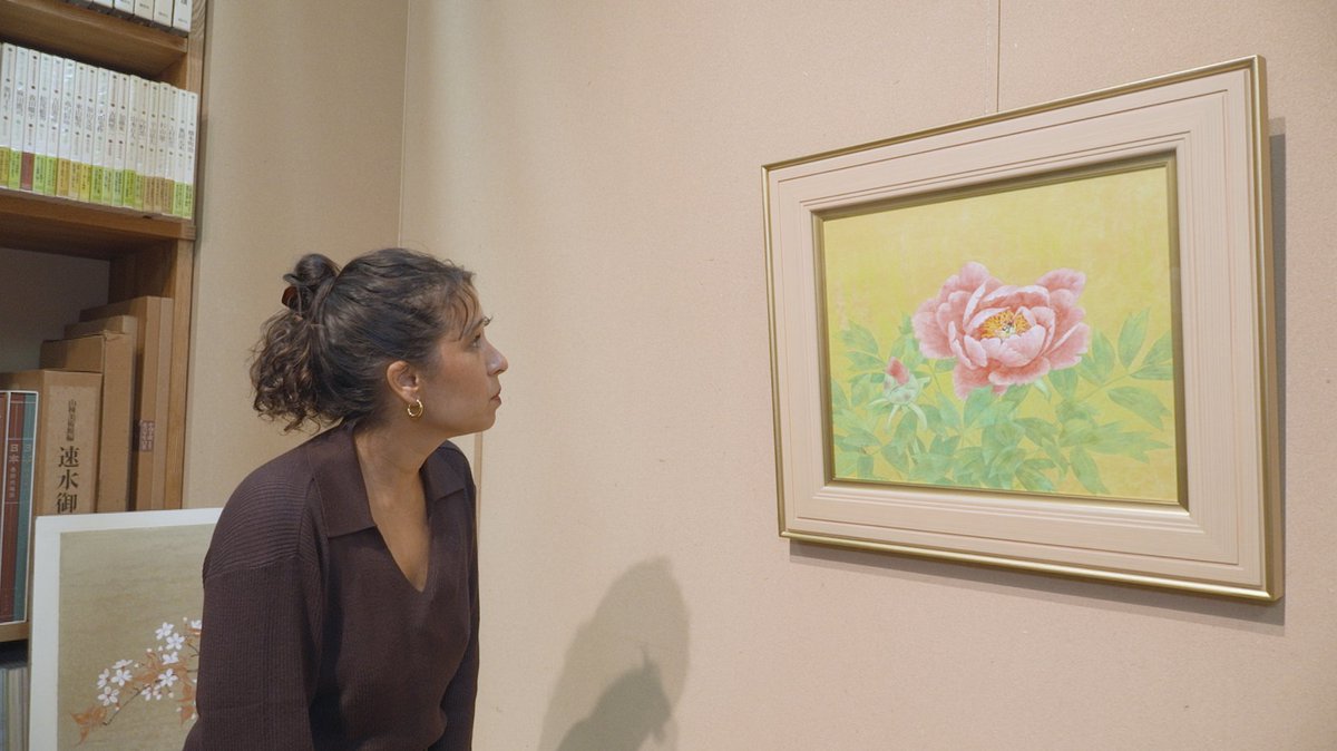 今夜8時54分〜 #テレ東 #ニッポン行きたい人応援団 日本画の技法で花