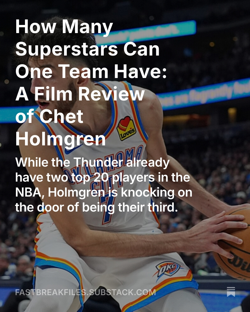 FastBreakFiles's tweet image. Wrote about another young center this week. Would love if yall could check it out, likes and rts are very appreciated! #ThunderUp #NBA #NBAX