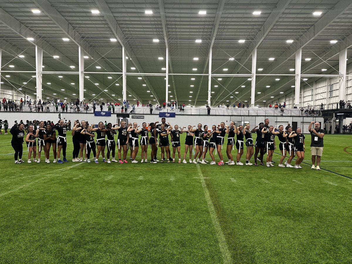 Penn Girls Flag Football with the Team Flex after winning Indiana's first Girls Flag Football State Championship !!!!
