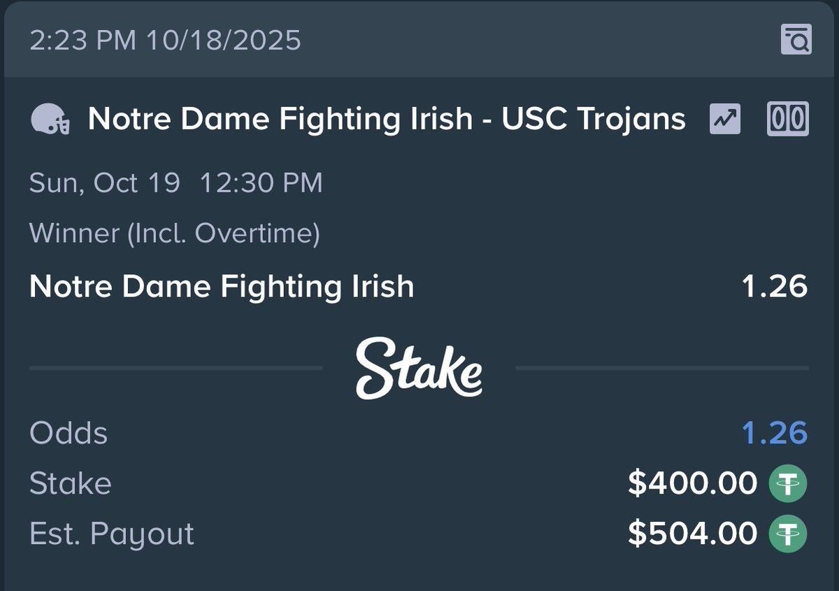 i got Norte Dame giving BTA to USC