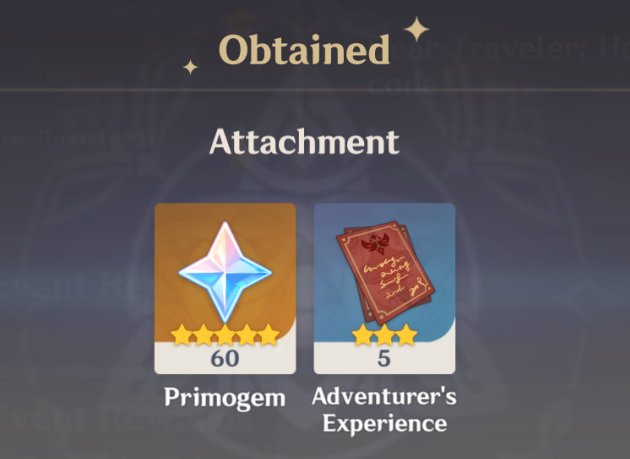 New Code: 60 Primogems 

0FQBAJNXCUFU

#GenshinImpact