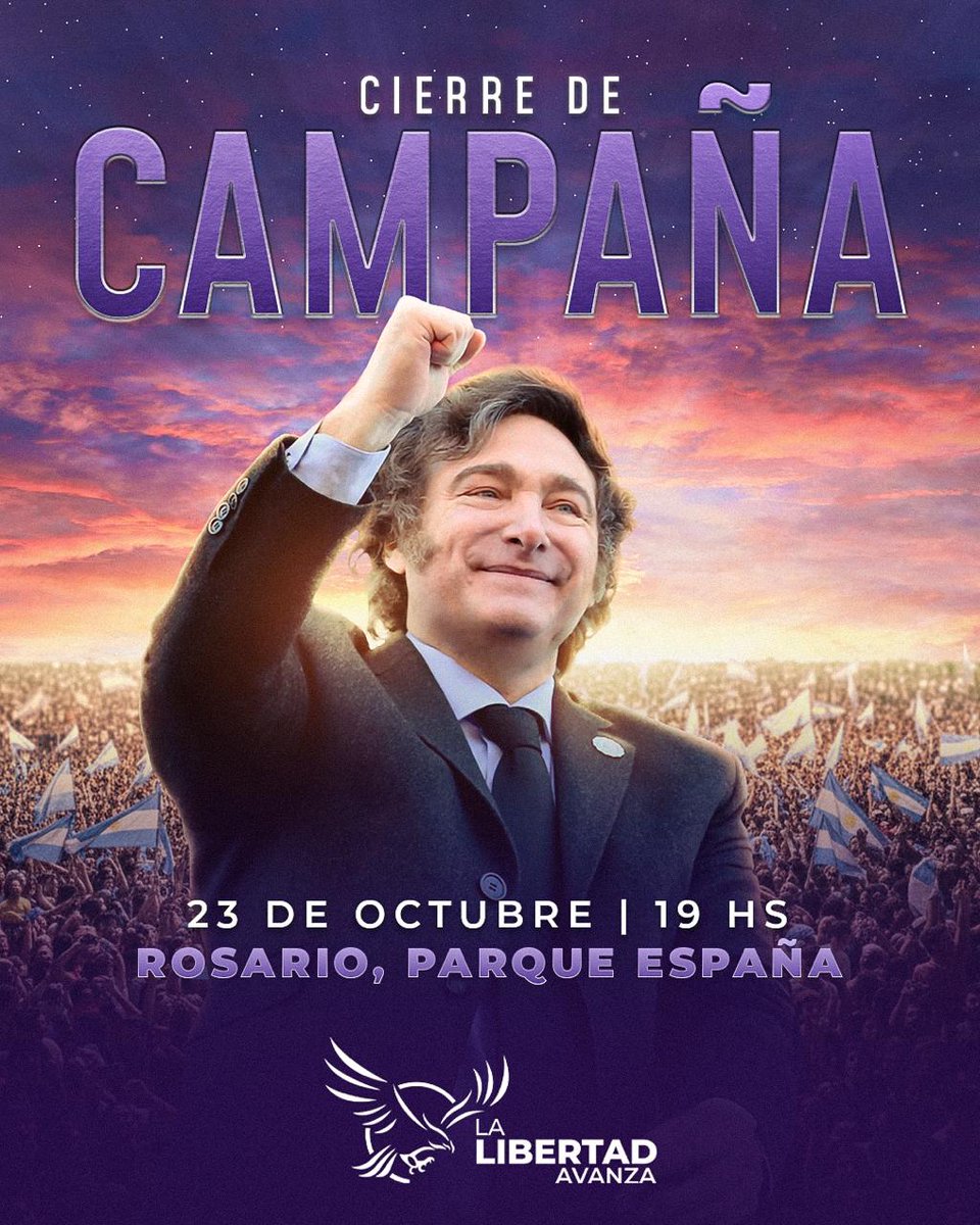 LLibertadAvanza's tweet image. LOS ESPERAMOS EL JUEVES 23 DE OCTUBRE EN ROSARIO!!!

LA LIBERTAD AVANZA O ARGENTINA RETROCEDE