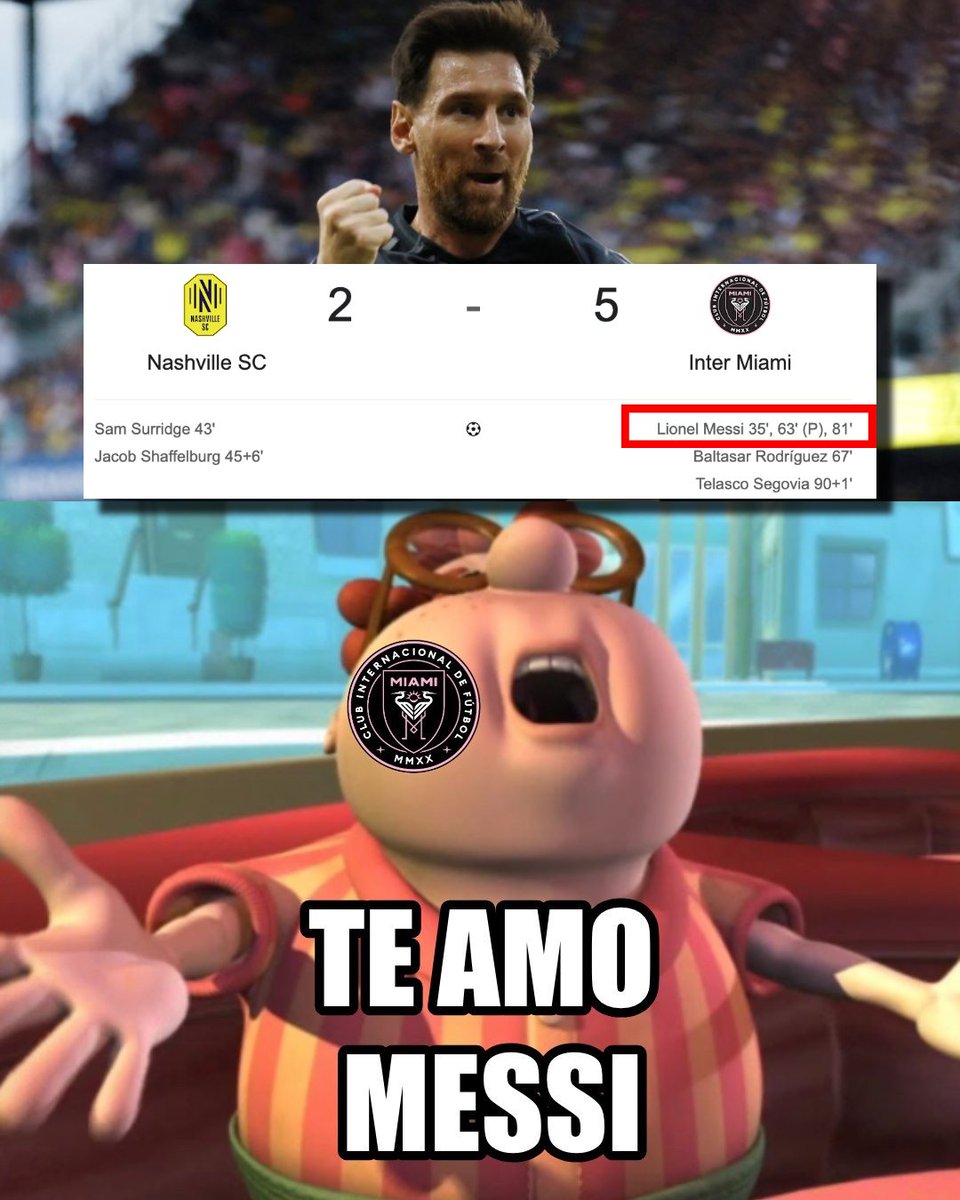 ¡¡HOY HUBO SHOW TOTAL DE LIONEL MESSI!!

✅ Hoy marcó un hat-trick.
✅ Hoy dio una asistencia fantástica. 
✅ Hoy participó en 5 de los 5 goles del Inter Miami.
✅ Hoy orquestó la goleada del Inter Miami.
✅ Hoy fue el MVP absoluto de la tarde.
✅ Hoy aseguró la Bota de Oro de la