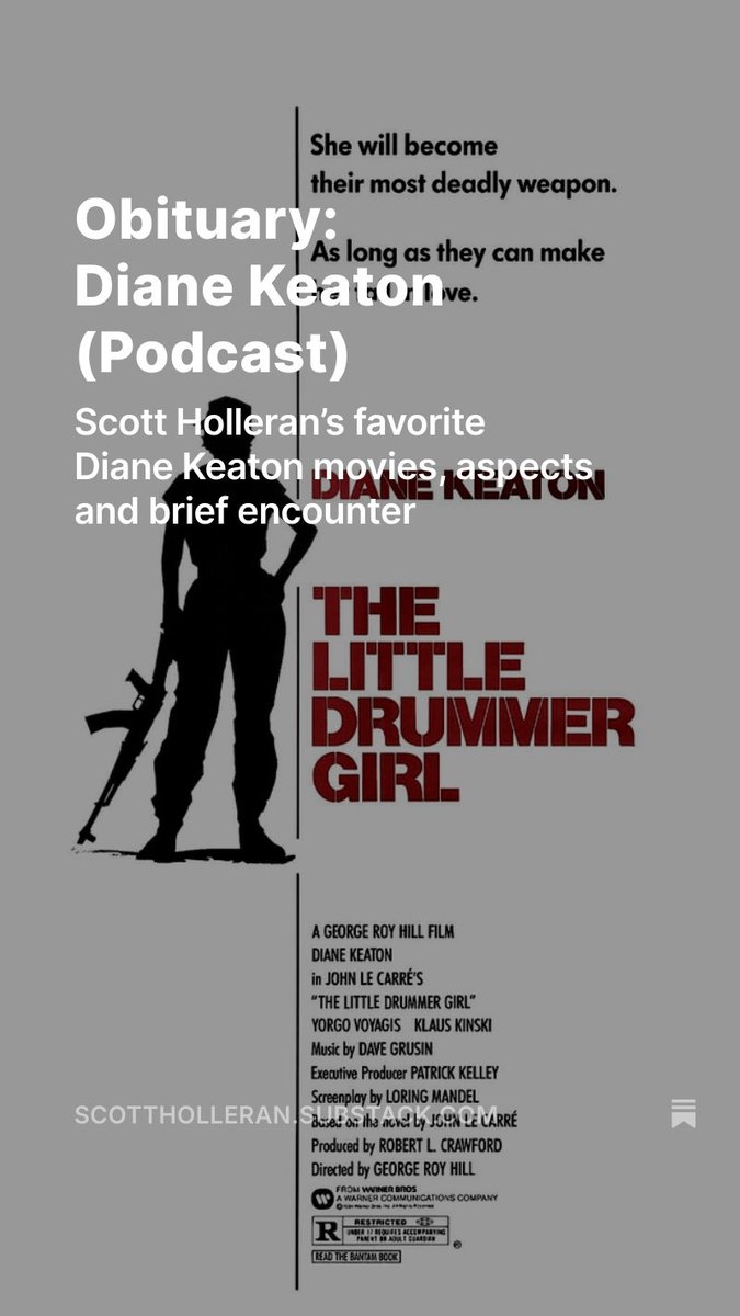 #DianeKeaton’s on my mind. Listen to my thoughts about the actress—and my brief encounter—via <a href="/Spotify/">Spotify</a> and <a href="/ApplePodcasts/">Apple Podcasts</a>: scottholleran.substack.com/p/obituary-dia…