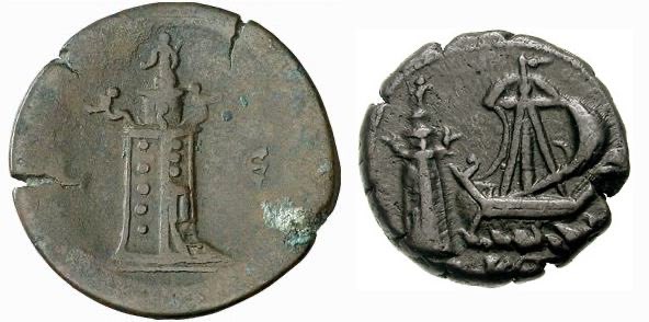 nonregemesse's tweet image. Roman coins depicting the Lighthouse of Alexandria