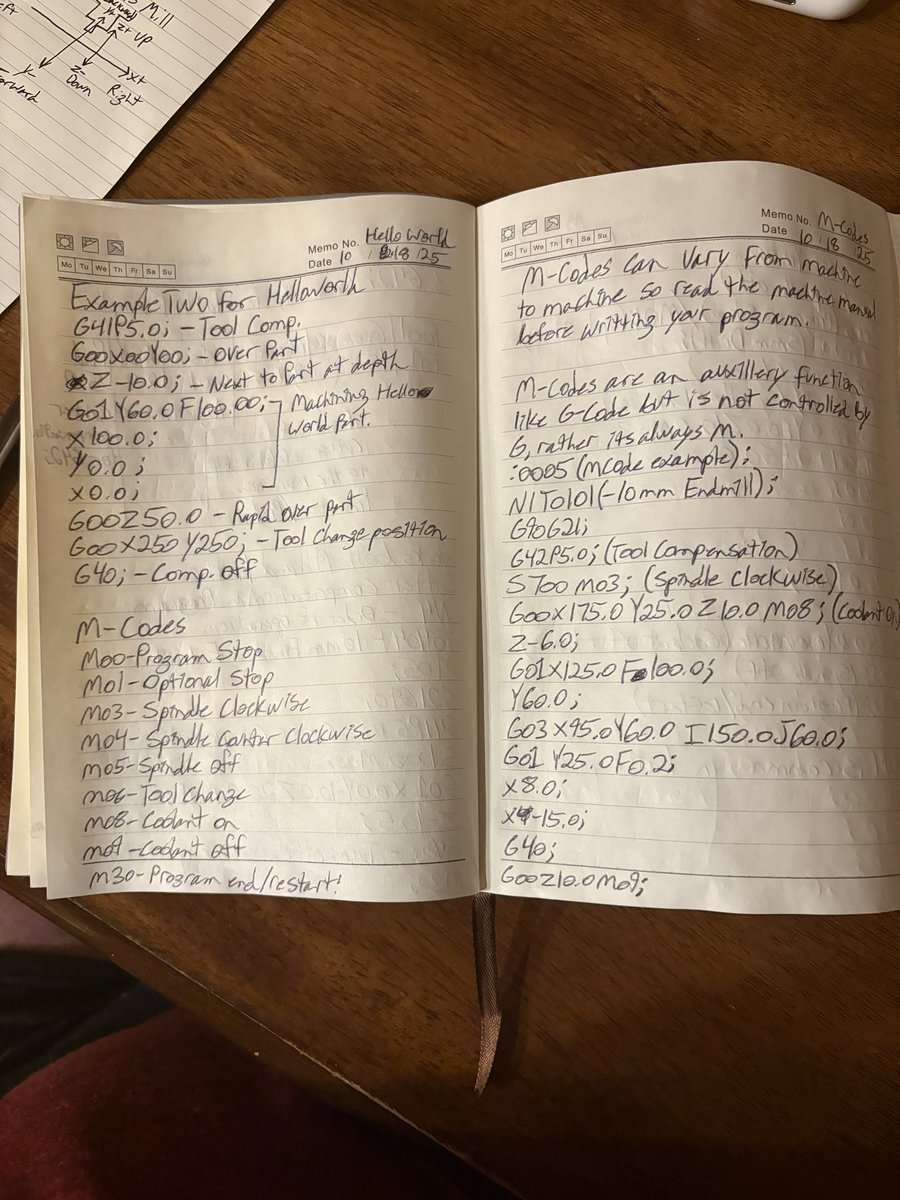 AEWright__'s tweet image. Learning G-Code and M-Code Fundamentals on G-Code Tutor. I love learning how to code, I can’t wait for the opportunity to one day write my own code from scratch! 
#cncmachinist #Gcode #learning
