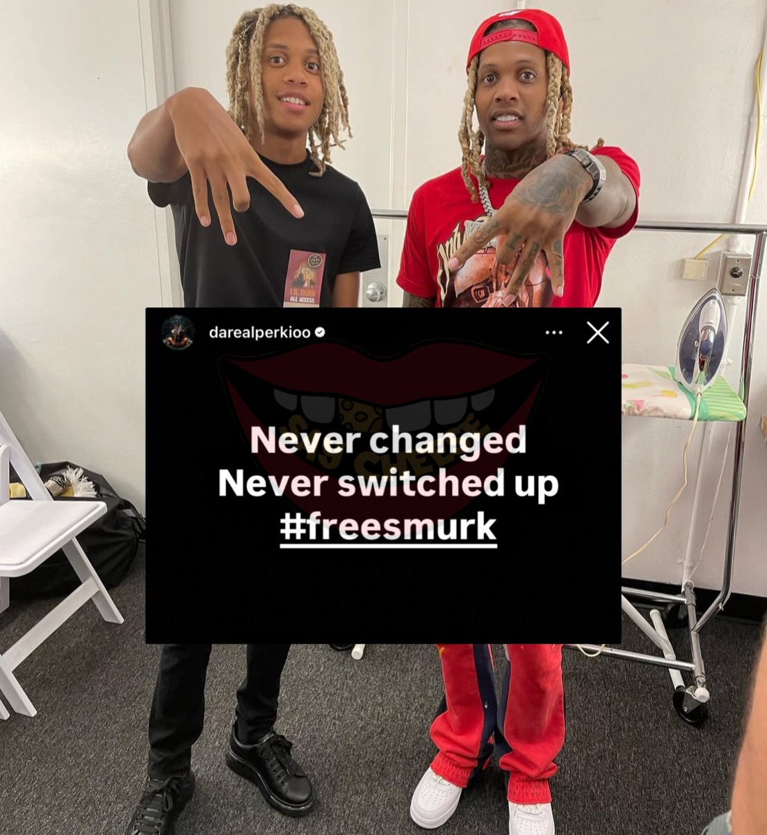 Perkioo with a message: “Never changed never switched up free smurk”