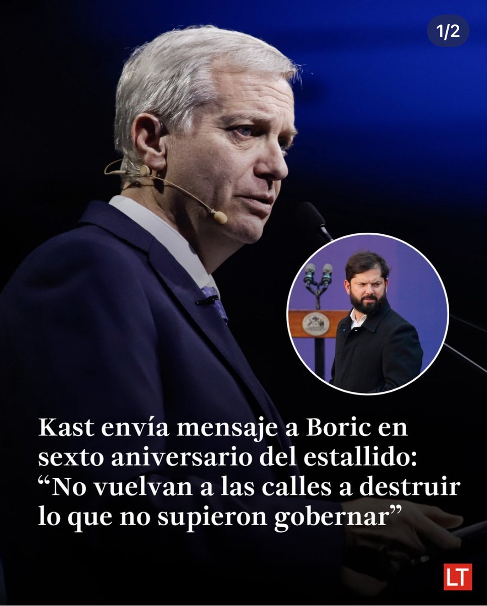 Mensaje para Boric 

“NO VUELVAN A LAS CALLES A DESTRUIR LO QUE NO SUPIERON
GOBERNAR” 

KAST PRESIDENTE 2026 

Vota Kast 
Vota 5 ✋🏻🇨🇱

#LaFuerzaDelCambio 
#KastPresidente2026