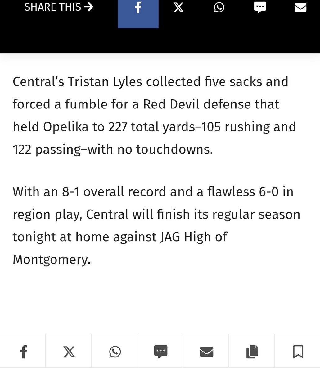 💰...💰...💰...💰.....5️⃣‼️‼️
<a href="/TristanLyles1/">Tristan Lyles</a>

💥5 SACKS AGAINST OPELIKA💥
Central - 4️⃣2️⃣  Opelika - 6️⃣
Most sacks in a game this season💯