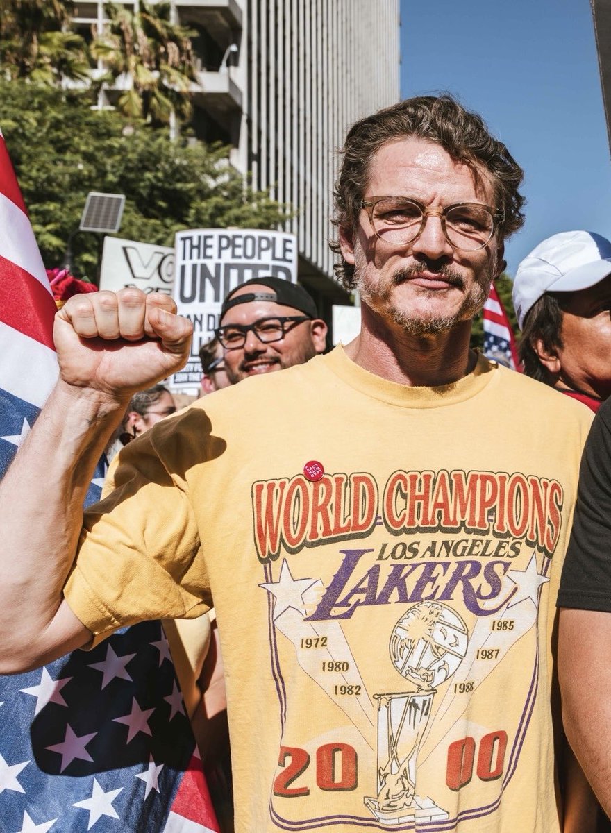 Pedro Pascal at the No Kings march in Los Angeles
