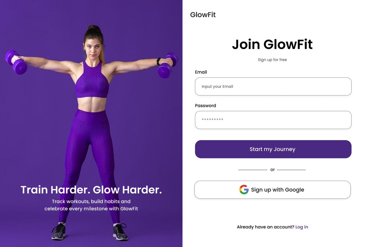 GlowretheUX's tweet image. 𝐃𝐚𝐲 𝟑𝟎/𝟑𝟔𝟓
I designed a Login Page for a fitness app GlowFit from without any blueprint to replicate. 
This project challenged everything I’ve learned hierarchy, layout, contrast, alignment, and color psychology.
What do you think? 🤗💜
#365DaysOfDesign  #UIUXDesign
