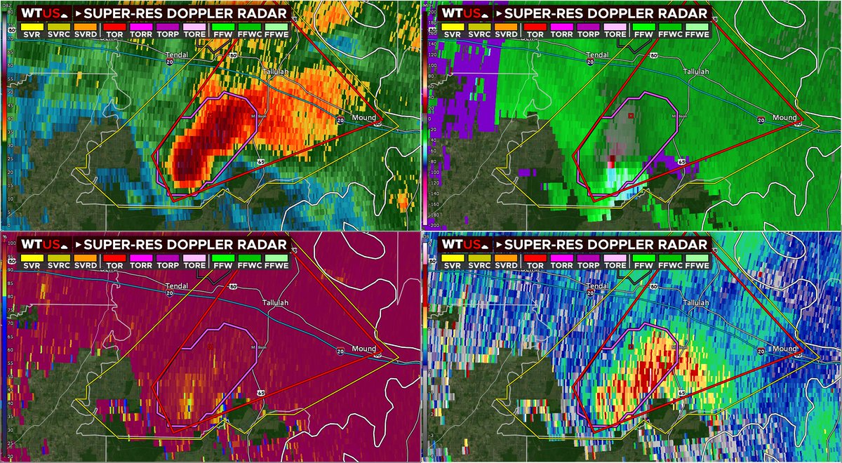Tornado on the ground SW of Tallulah, LA.

Take cover now!
