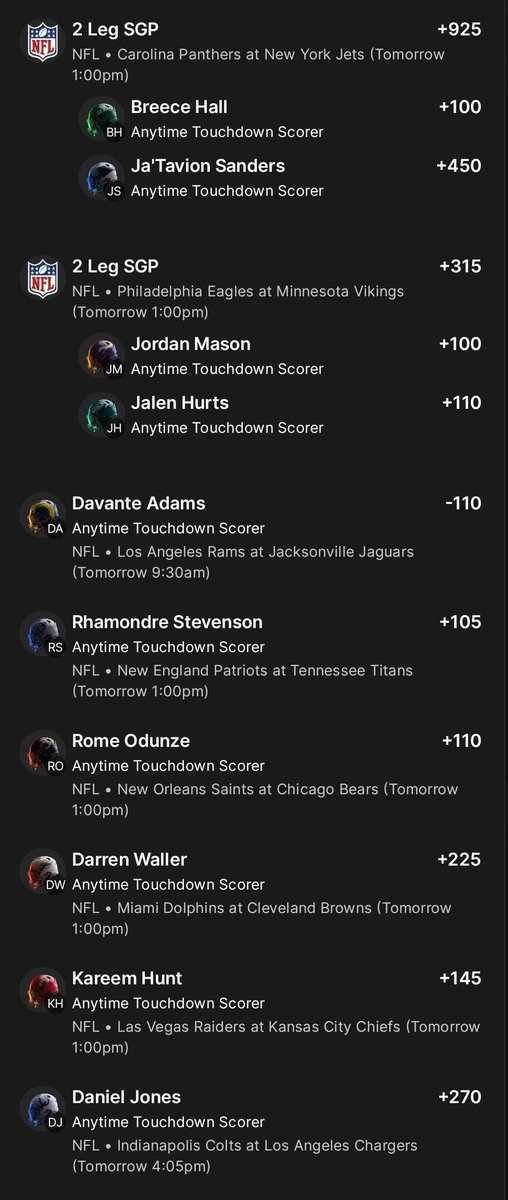 BetSyndicateAI's tweet image. Same thing as before, not a play but a sheet to guide you in what the model predicts will be some of the more confident touchdown scorers tomorrow! 🔥🔥