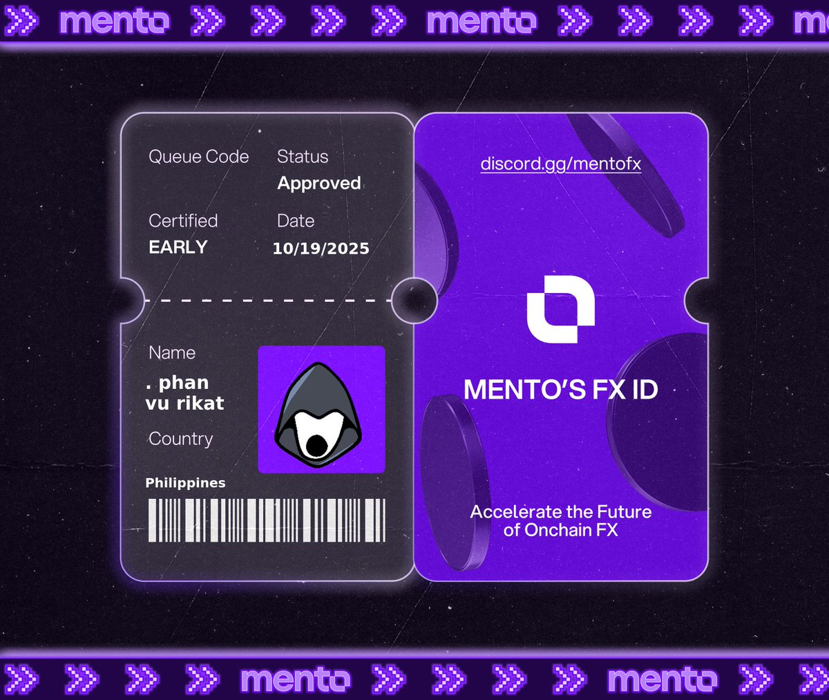 I’m now verified early to the global onchain FX layer, with my Mento FX ID.

The future of money runs here w/ <a href="/MentoLabs/">Mento (fx/acc)</a>

fx/acc 

discord.gg/mentofx