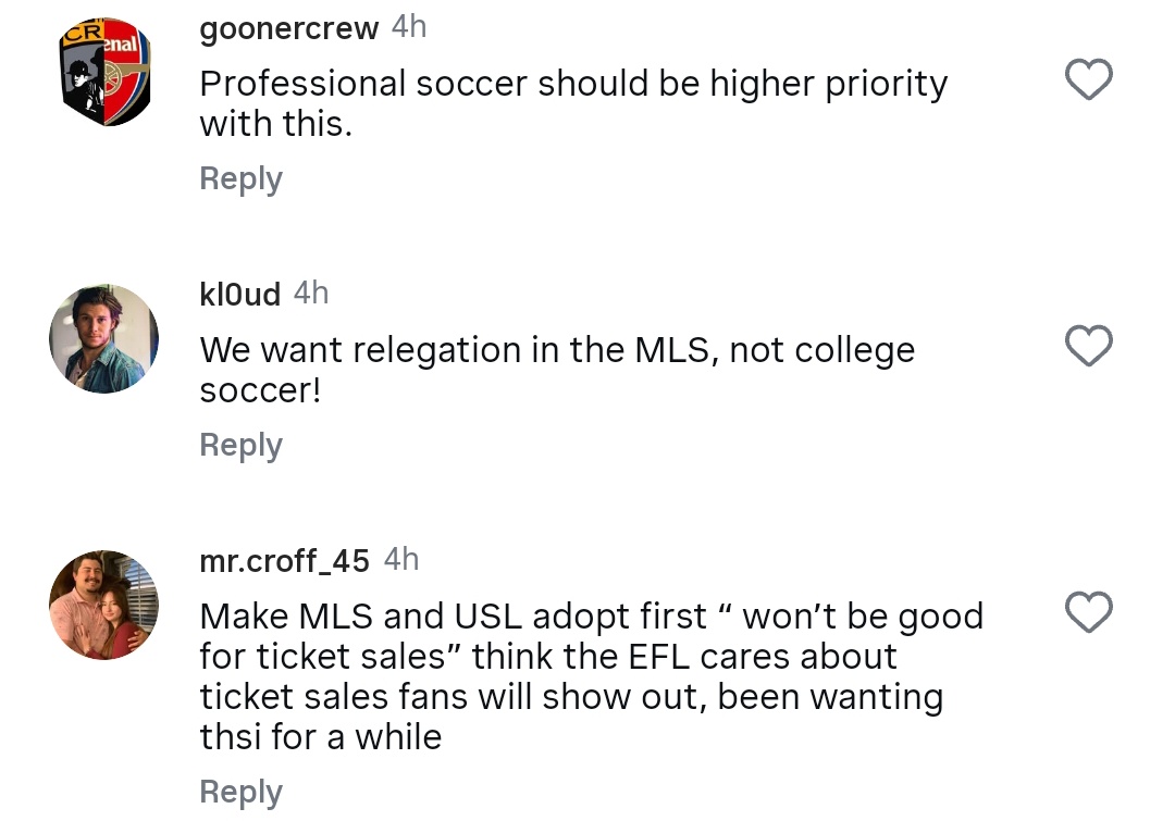 bwfast's tweet image. The vast majority of soccer fans in America want promotion/relegation in USA soccer.

It can happen if the common fans speak up as a collective for it.

(📷 Hundreds were speaking up on U.S. soccer Instagram posts today)

#ProRelforUSA
