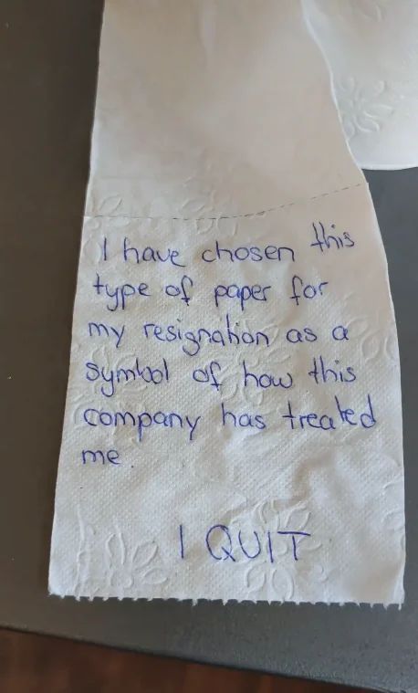 Toilet paper resignation