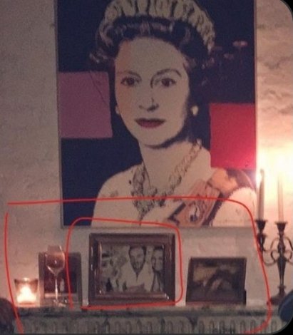 This is Misha's NYC apartment, where the Soho Madame often visited. The Queen's portrait is a bold statement piece. See the photo beneath it from their Spain trip with Markus, before she "met" her "husband." She knew exactly who the RF was. 😏