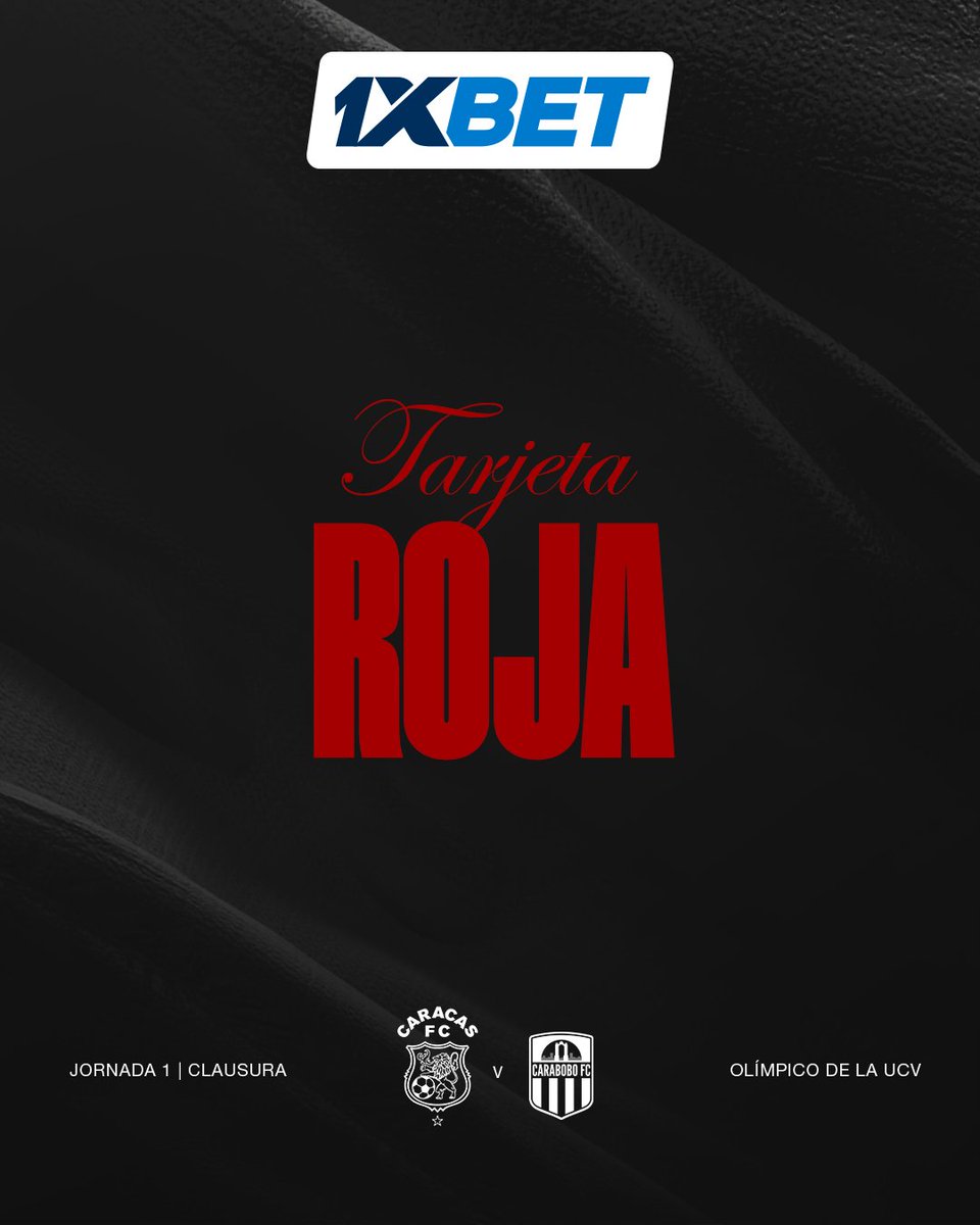 #LigaBancoDeVenezuela | TC | Fase Final | J1 |
<a href="/Caracas_FC/">Caracas Fútbol Club</a> 0-0 <a href="/Carabobo_FC/">Carabobo Fútbol Club</a>  | 42' | Tarjeta roja para Jean Fuentes (CBB)

📺 goo.su/pDD11u
📻 hot94.fm