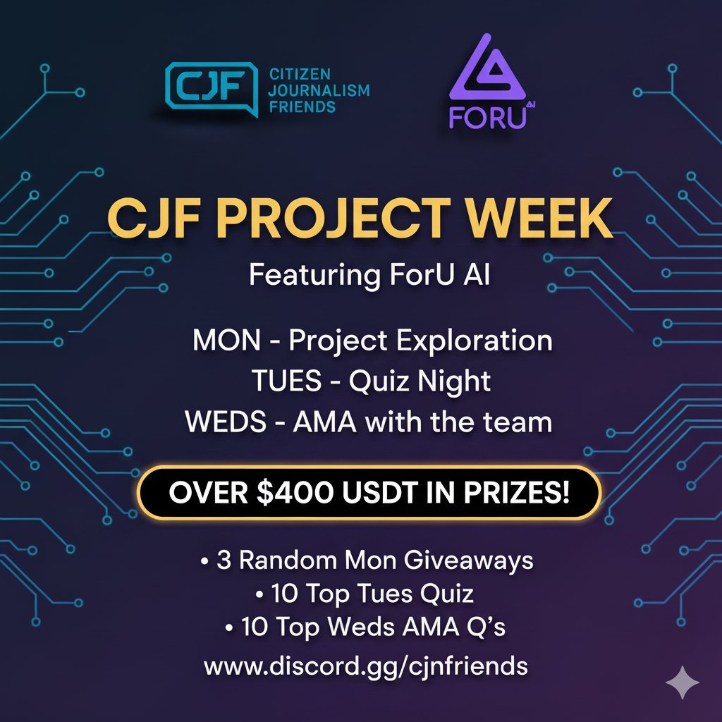 New week, new project! 

This week with the Friends we will be exploring <a href="/4UAICrypto/">ForU AI | ฅ^◡ ⩊ ◡^ฅ</a> in the discord. We are running it a bit different this week as it will be 3 days of ForU Ai fun followed by our usual To The Moon event and a Friday wrapup. 

The events are:
Monday - Project