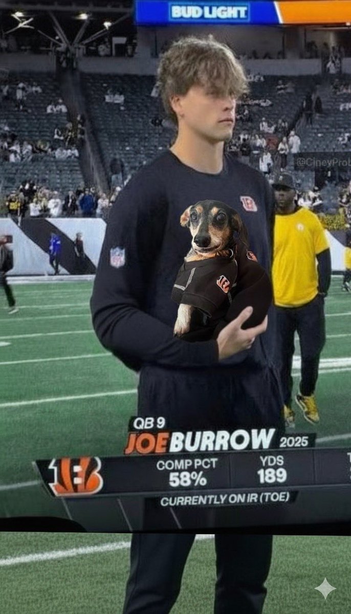TheFleshGordon's tweet photo. Joe “The Toe” Burrow with his
therapy dog! 🥰
#joeburrow #burrow #thetoe
#turftoe #Bengals #Cincinnati
@SaraElyse128 #queencitymini https://t.co/fmIxg0MPNo