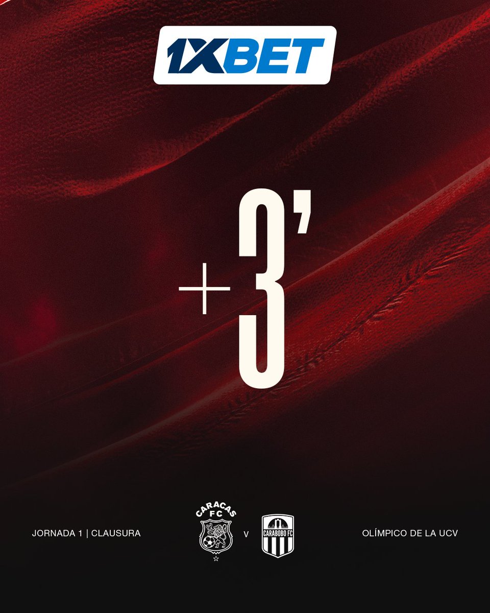 #LigaBancoDeVenezuela | TC | Fase Final | J1 |
<a href="/Caracas_FC/">Caracas Fútbol Club</a> 0-0 <a href="/Carabobo_FC/">Carabobo Fútbol Club</a>  | 45' | Se añaden tres minutos 

📺 goo.su/pDD11u
📻 hot94.fm