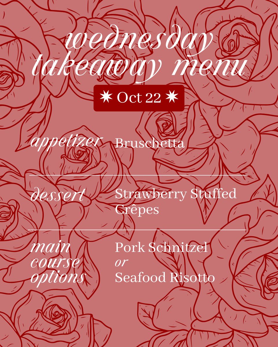 Wrapped up all pretty for you!

🎀 

Ready-to-eat. Order by 5 Tuesday for pickup on Wed b/t 5p-6p. 3-course takeaway includes an appy, main &amp; dessert. Each item also available individually.  

🔗 oldsurreyrestaurant.ca/wednesday