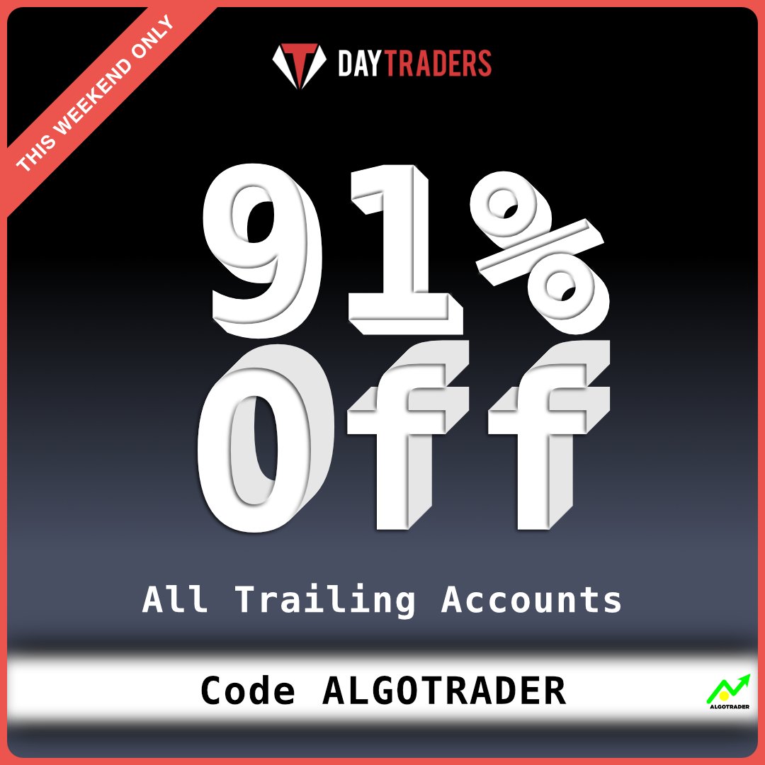 🚨DayTraders BIGGEST sale ever!

This weekend only, save 91% off all trailing accounts. This is a 1 time purchase, there are no recurring subscriptions, take as long as you like to pass. Unlimited purchases, be ready for the market open on Sunday.

Code ALGOTRADER 👇