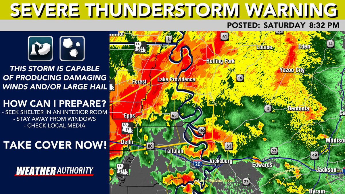 A SEVERE THUNDERSTORM WARNING has been issued for the areas highlighted in yellow until Oct 18 9:15PM. View the image below for more details. Stay tuned to social media and the KNOE 8 Weather App for additional information.