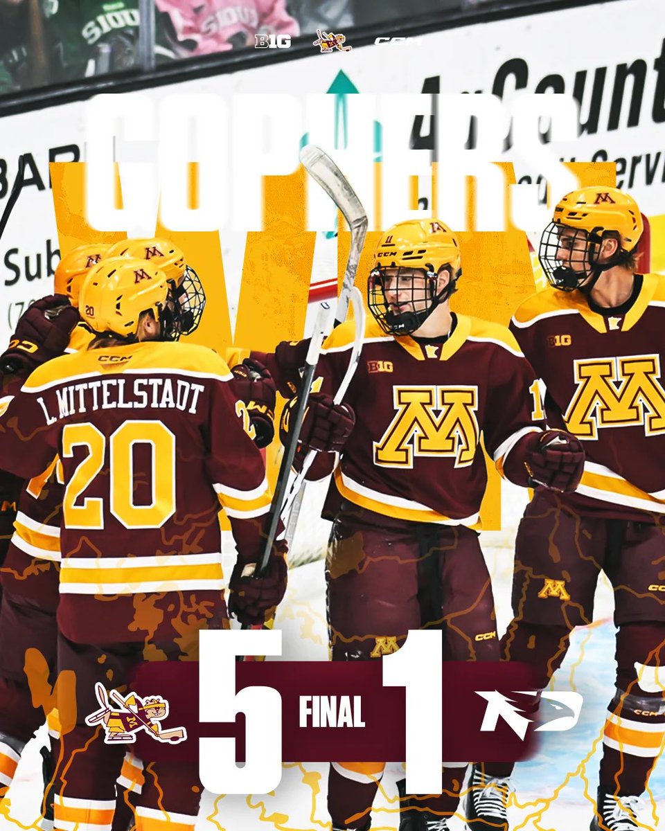 GopherHockey's tweet image. Now that’s a 3rd period!! #Gophers pick up a top-10 road win and split the trip to Grand Forks