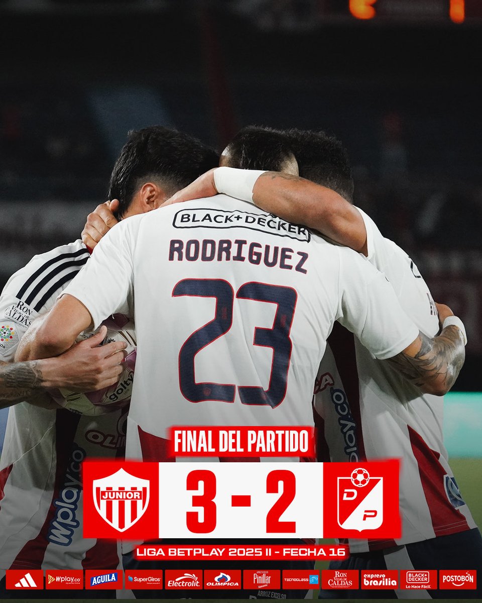 HINCAPIEDATOS's tweet image. Deportivo Pereira ganaba en Barranquilla 2 a 1 en el minuto 91. Junior con 2 jugadores menos, por expulsión de Daniel Rivera y lesión de José Enamorado, le dio vuelta en los últimos segundos 3 a 2.
Un partido más que el técnico Dudamel con un hombre de más, no sabe resolverlo.