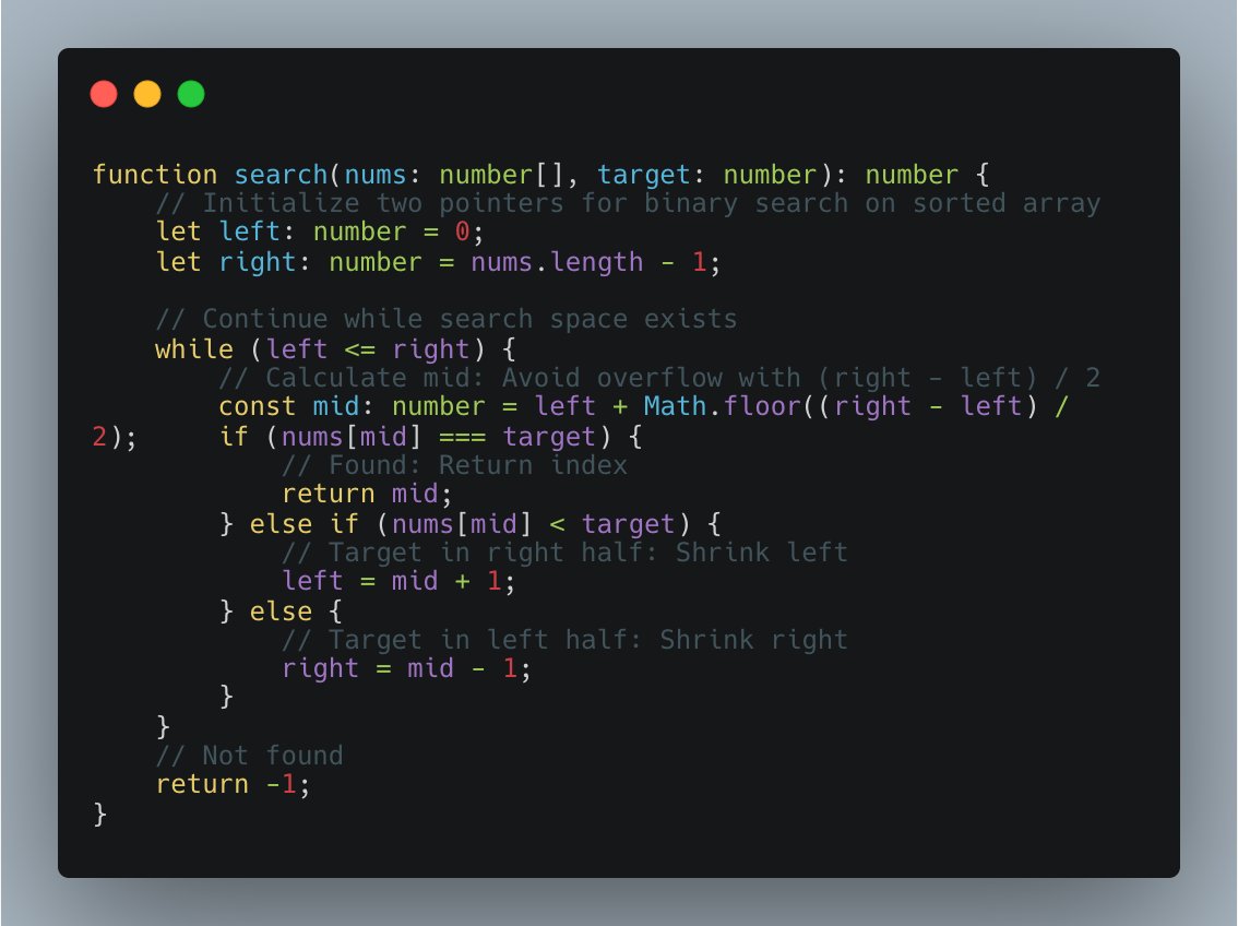 Manu Jemini (@manujemini) on Twitter photo 🧩 Day 226 - DSA Problem,
Binary Search (LeetCode 704) 🚀
🔍 Problem: Given a sorted array nums and target, return the index if target exists, else -1.
Link: leetcode.com/problems/binar…
⚙️ Approach:
- Iterative binary search: Mid calc, halve search space based on comparison.
⏱ 🧩 Day 226 - DSA Problem,
Binary Search (LeetCode 704) 🚀
🔍 Problem: Given a sorted array nums and target, return the index if target exists, else -1.
Link: leetcode.com/problems/binar…
⚙️ Approach:
- Iterative binary search: Mid calc, halve search space based on comparison.
⏱