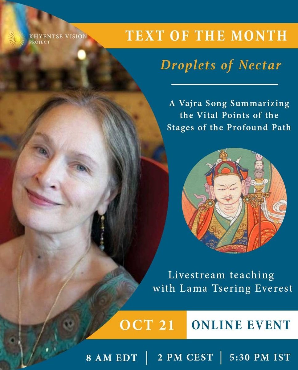 odsalling's tweet image. Dia 21/10, às 9h (horário de Brasília), Lama Tsering concederá um ensinamento organizado e transmitido pelo Khyentse Vision Project, com tradução para o português.

Informações e inscrições: @khyentsevisionproject