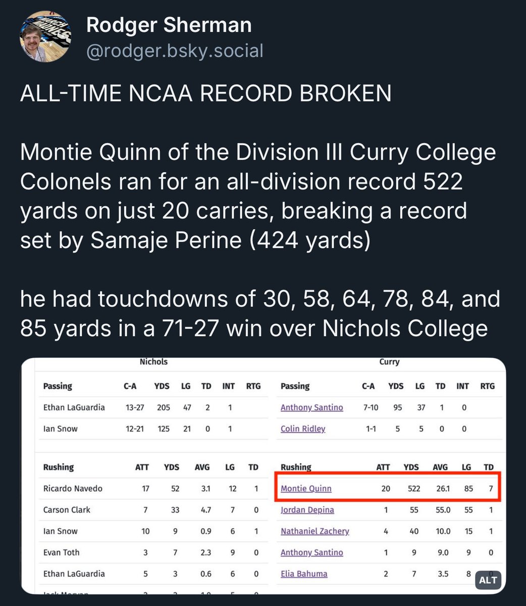 We’ve got a broken NCAA record.  522 rushing yards on 20 carries.