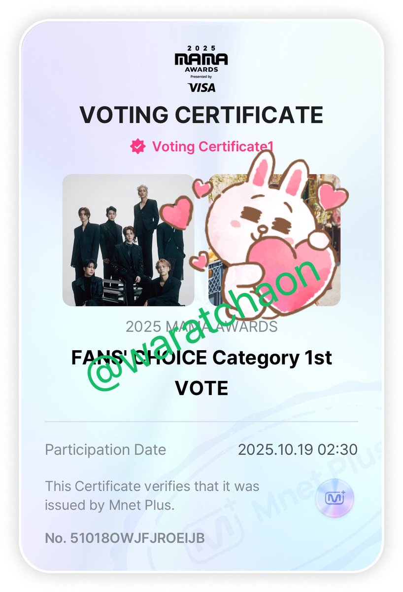 waratchaon's tweet photo. โพสแรกของวัน 19/10/68
อันดับขยับขึ้นมานิดนึง ไปกันต่อค่ะ 
I vote #2025MAMAVOTE for #GOT7 Pls retweet 💚💚💚 https://t.co/KQB5oNNQiQ