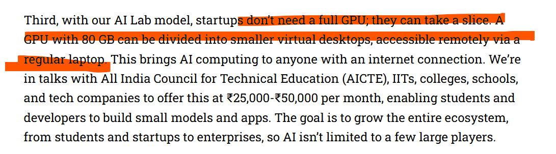 Sectorsignals's tweet image. AI - India AI Mission - 20x Demand - India Demand 2 Lakh GPU's, amount to Rs 1 Lakh crs in next 2 years
Initial Rollout - 10000 GPU's
Fresh Requests - 2 Lakh GPU's
Thats 20x demand
Source - Sunil Gupta, Yotta Interview
Netweb to be watched