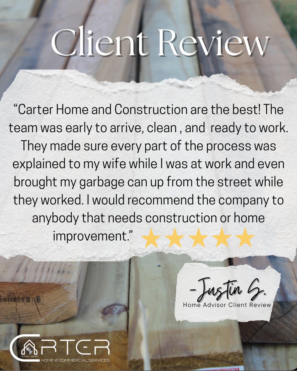 We love when we get to hear
about our client’s experience with Carter Home and
Commercial! Feedback from our clients and our
community helps us to build our business better. 

#ConstructionExperts #RoofingDoneRight
#HomeProtection #HomeImprovement #LocalBusiness
#texas #roofing