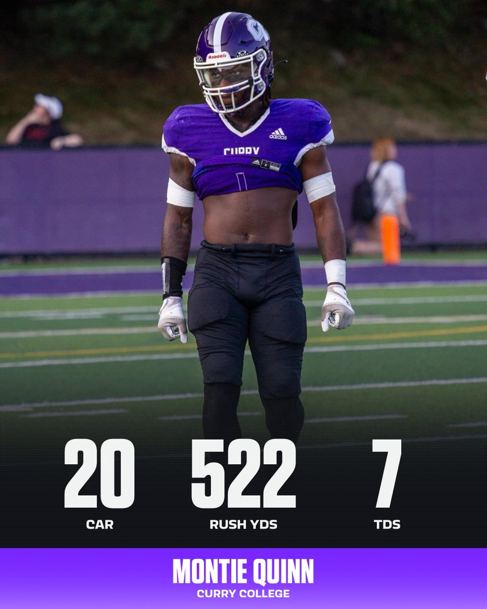 You're reading this right...

D3 Curry College's Montie Quinn set the NCAA single-game rushing yards record across ALL levels 🤯💨

(h/t <a href="/MontieQuinn/">montie Quinn</a>)