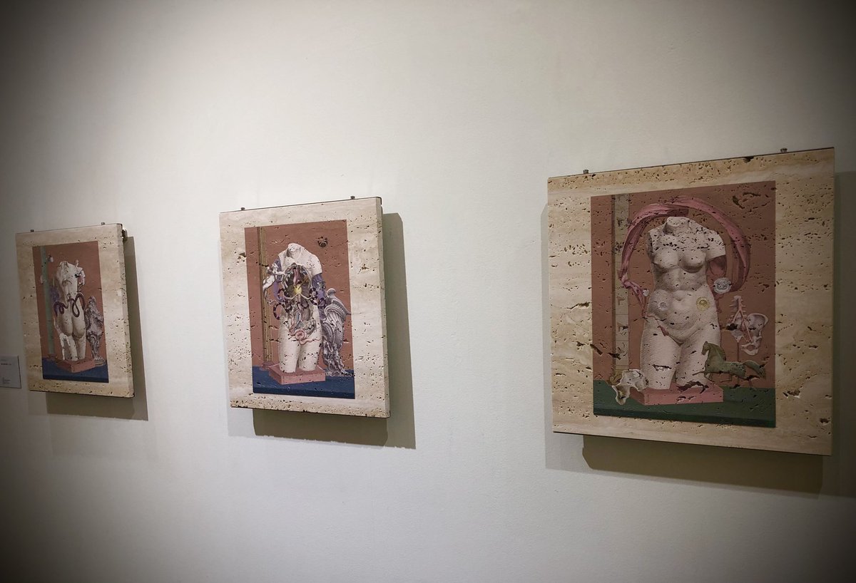 st_th's tweet image. Galerie GEEK/ARTにて
スズキエイミ個展「Pale Weight」

明治通り、原宿と渋谷のちょうど中間あたり。
古典美術をベースに、コラージュやペインティングによって新たな風景、メッセージを生み出す。
内臓などへのこだわりもスズキならでは。
大理石にプリントした新作は、石の模様との共鳴も面白い。