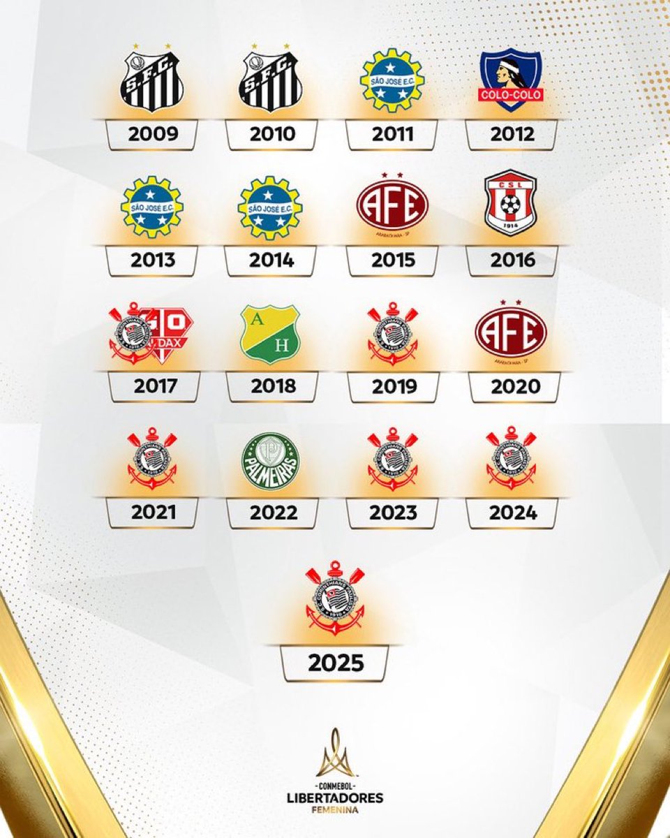 Todos os campeões da Libertadores Feminina.
