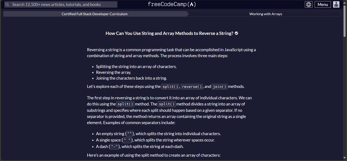 rishavkr07's tweet image. Just learned how to reverse a string in JavaScript using split(), reverse(), and join() 🤯
JS makes string manipulation feel so smooth 😄
#JavaScript #freeCodeCamp #CodingJourney #100DaysofCode