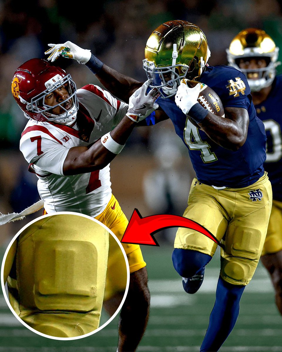 Jeremiyah Love is wearing custom thigh pads complete with his 'JL' initials vs. USC 😳

(h/t <a href="/mattfreeman05_/">Matt Freeman</a>)