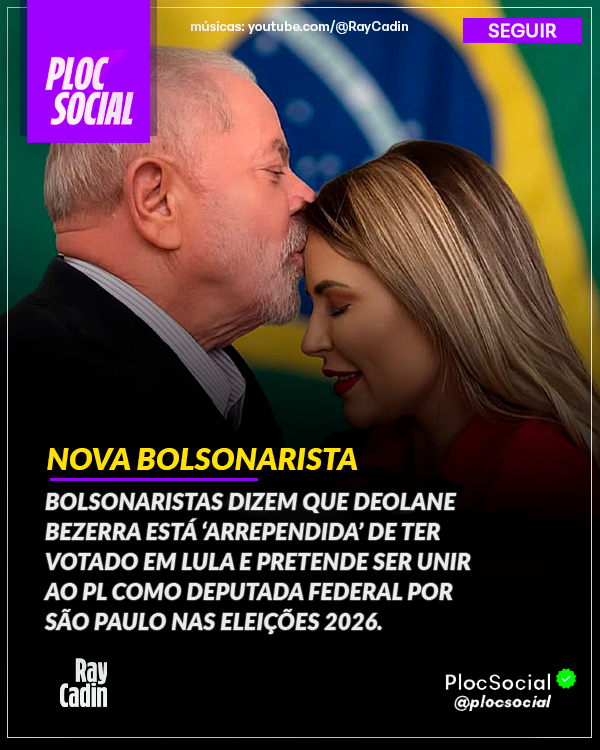 🚨 NOVA BOLSONARISTA!
Bolsonaristas dizem que a ex #AFazenda Deolane Bezerra está “arrependida” de votar em Lula e quer se filiar ao PL para disputar vaga de deputada federal em 2026 por São Paulo.
Conservadora, Deus, Pátria e Família!
