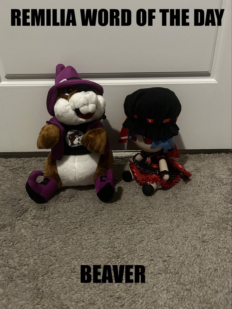 It looks like Remilia is getting a bigger and bigger Menagerie in the SDM by the day! First a wolf, then some cats, and now a beaver…

#fumo #fumofumo