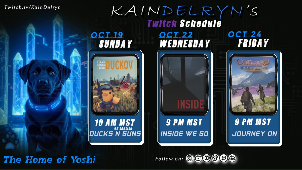 And... we're back to schedules.

See you all in the morning. ❤️

twitch.tv/KainDelryn